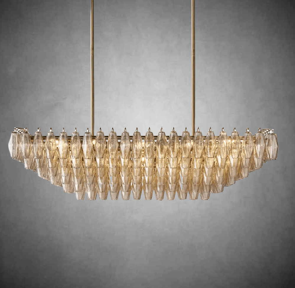Chiaravalle Glass Tired Rectangular Chandelier 54"74'' - GILDLAMPS