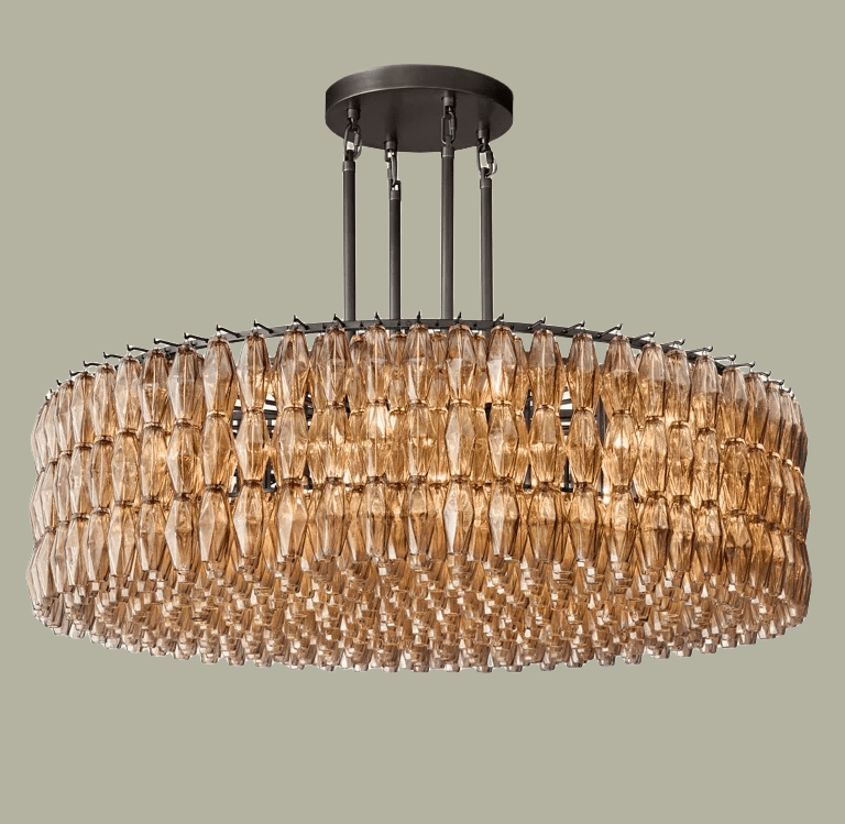 Chiaravalle Smoke Glass Round Chandelier 37"47‘’62‘’ - GILDLAMPS