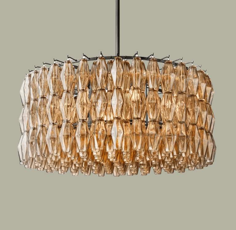 Chiaravalle Smoke Glass Round Chandelier 37"47‘’62‘’ - GILDLAMPS