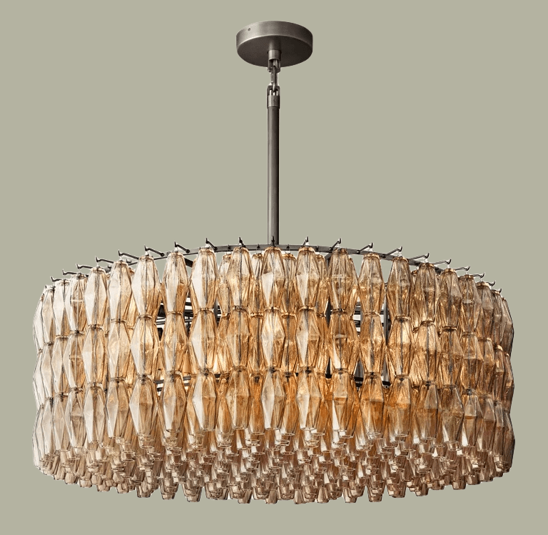 Chiaravalle Smoke Glass Round Chandelier 37"47‘’62‘’ - GILDLAMPS
