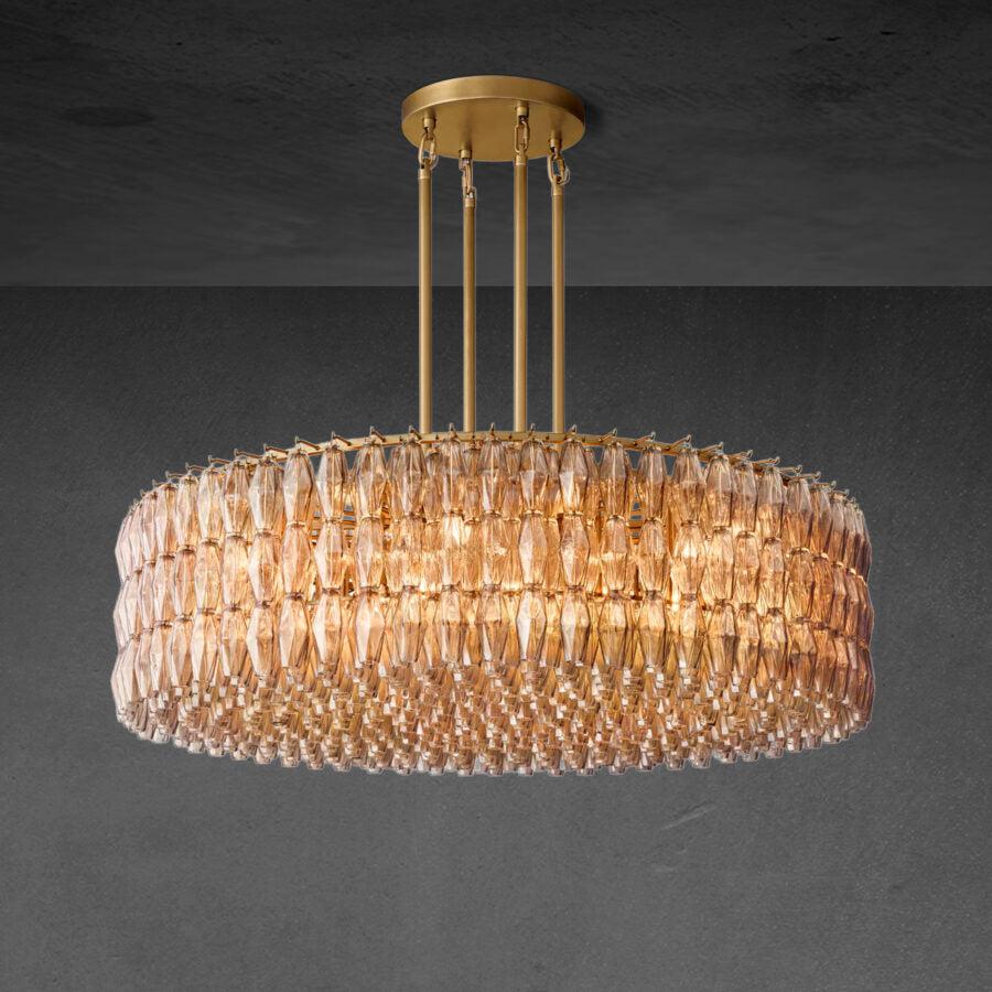 Chiaravalle Smoke Glass Round Chandelier 37"47‘’62‘’ - GILDLAMPS