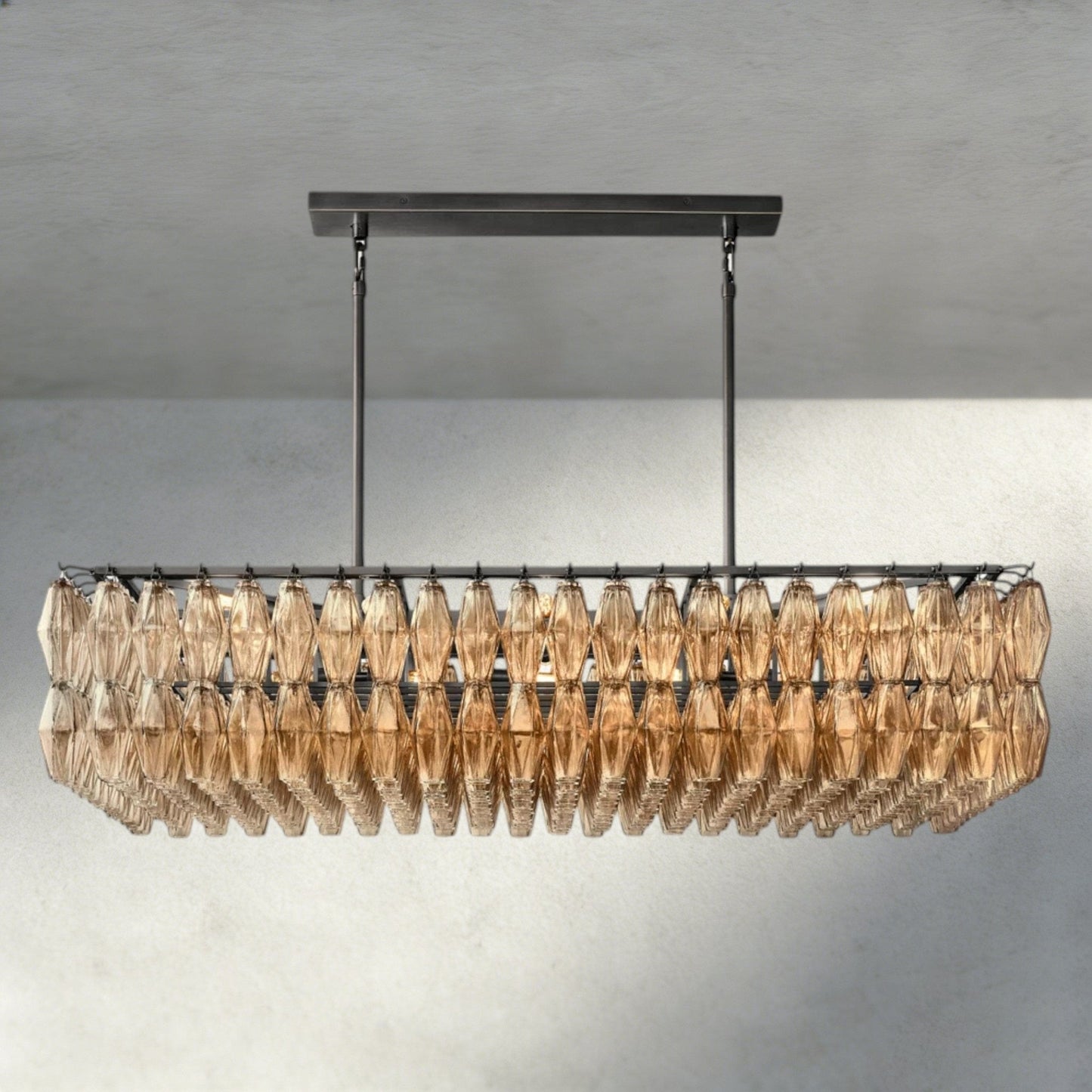 CIHELA CLEAR/ SMOKE GLASS RECTANGULAR CHANDELIER 54", 74" - GILDLAMPS