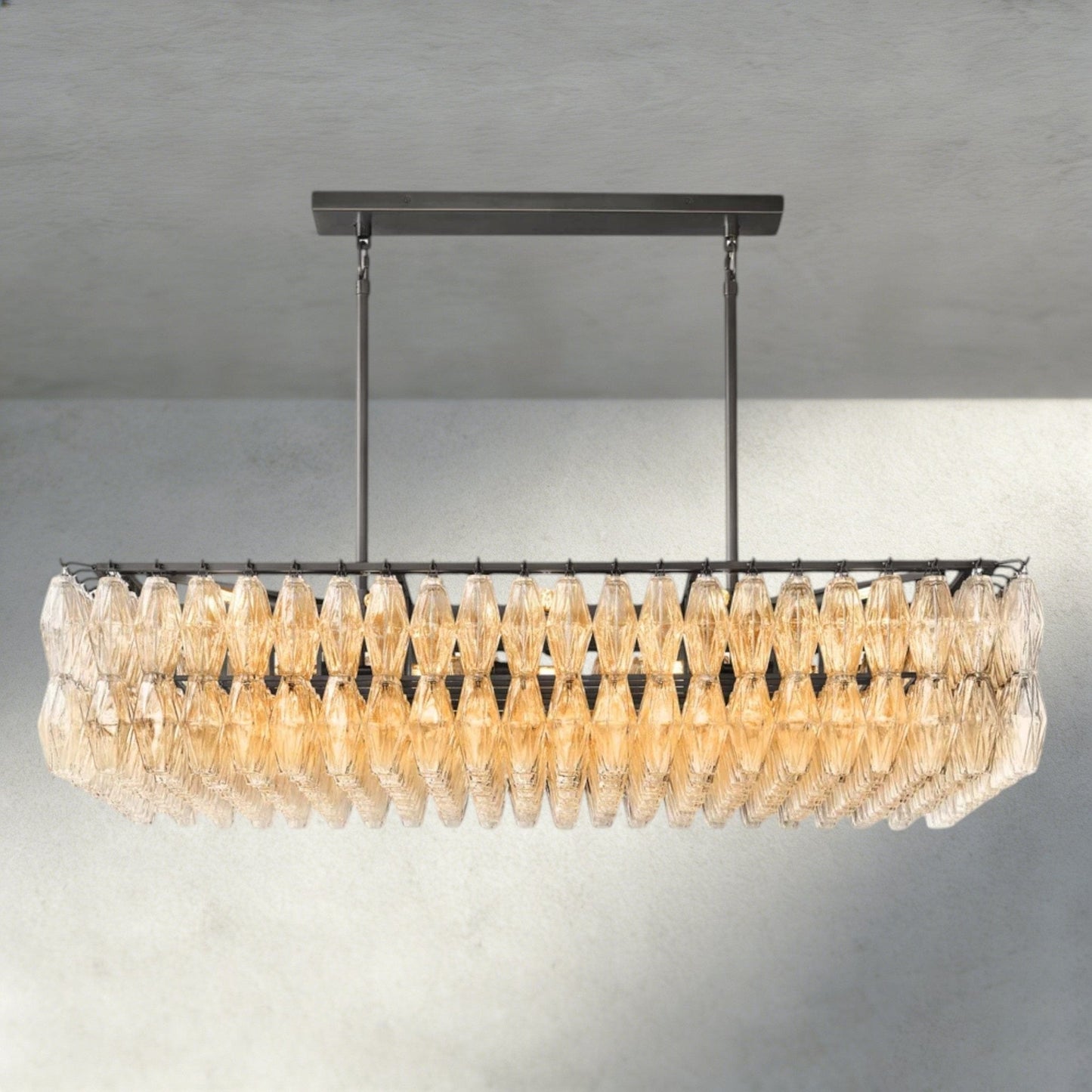 CIHELA CLEAR/ SMOKE GLASS RECTANGULAR CHANDELIER 54", 74" - GILDLAMPS
