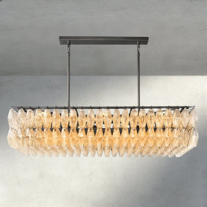 CIHELA CLEAR/ SMOKE GLASS RECTANGULAR CHANDELIER 54", 74" - GILDLAMPS