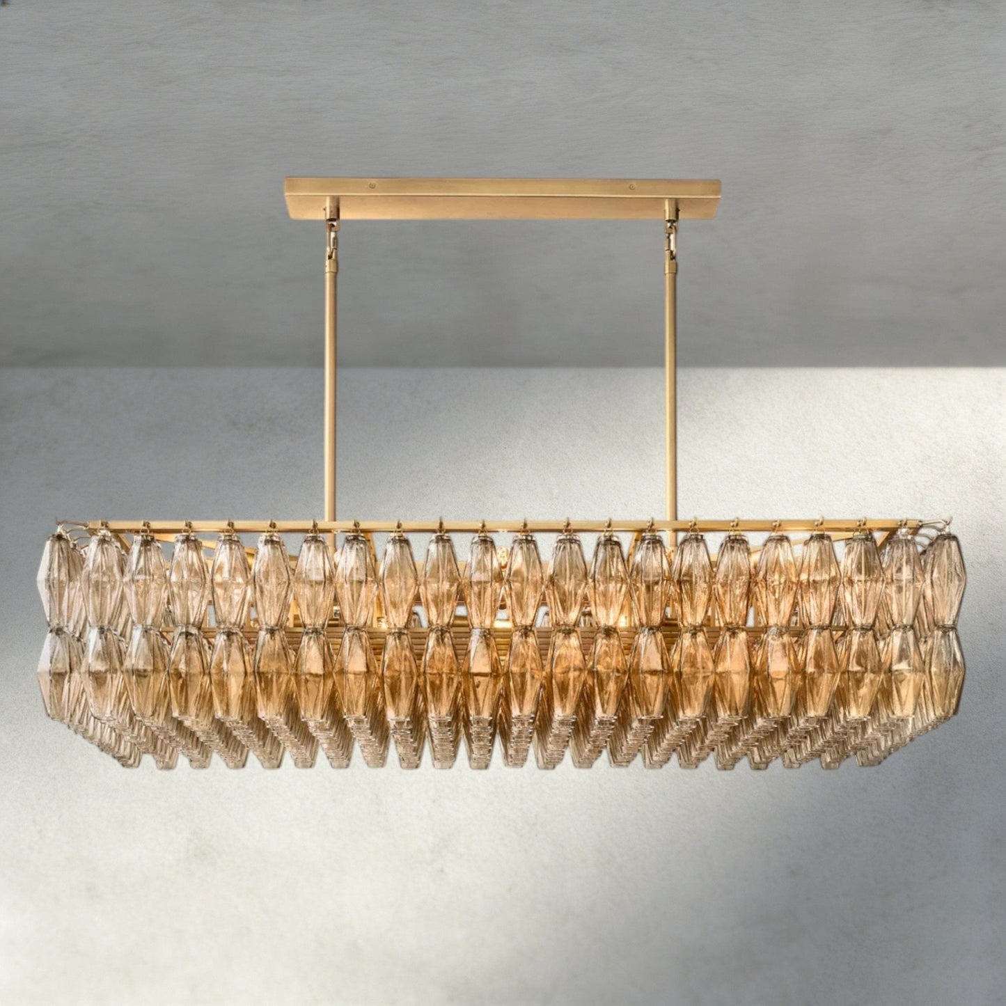 CIHELA CLEAR/ SMOKE GLASS RECTANGULAR CHANDELIER 54", 74" - GILDLAMPS