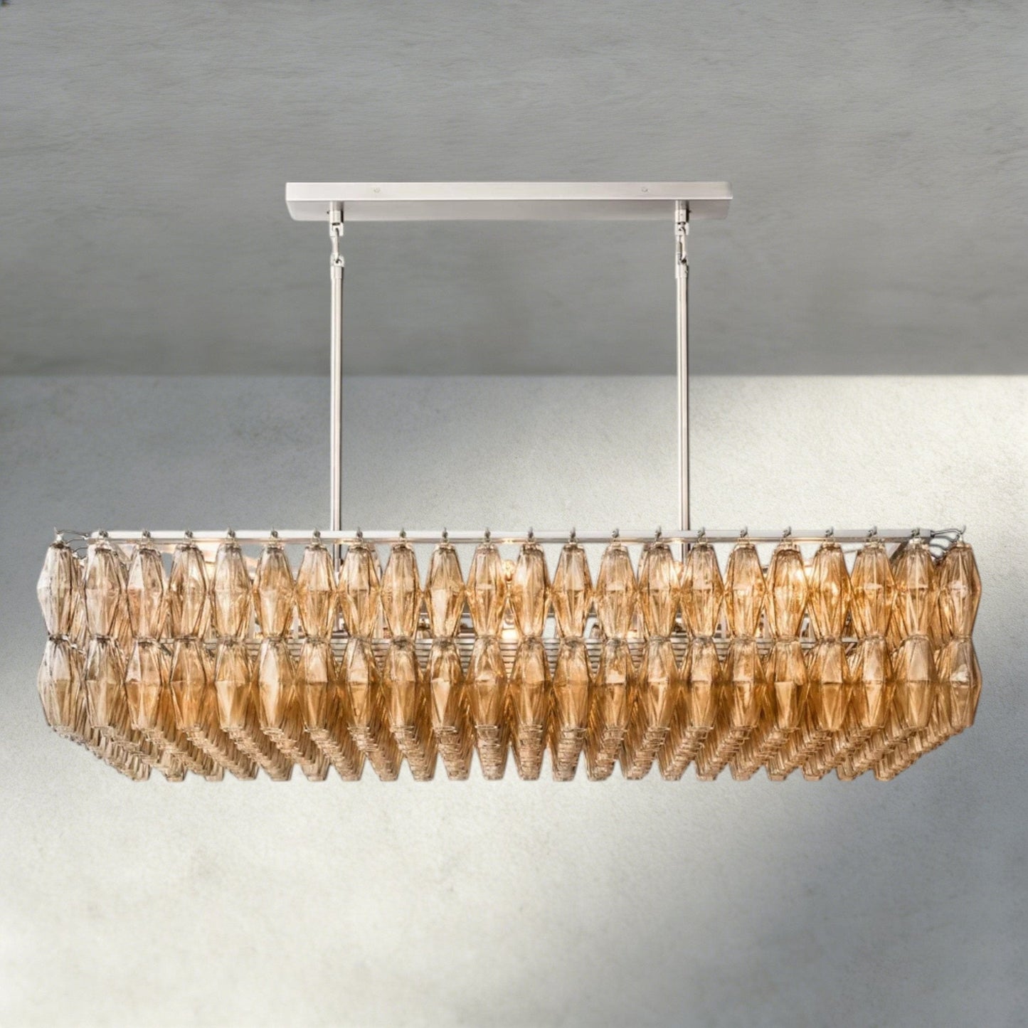 CIHELA CLEAR/ SMOKE GLASS RECTANGULAR CHANDELIER 54", 74" - GILDLAMPS