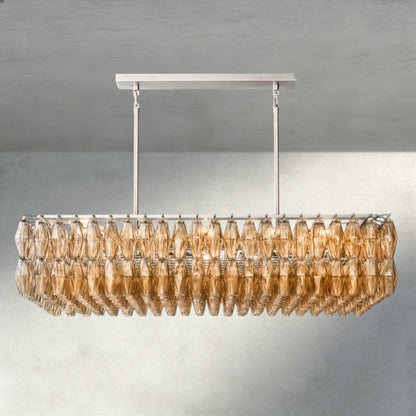 CIHELA CLEAR/ SMOKE GLASS RECTANGULAR CHANDELIER 54", 74" - GILDLAMPS