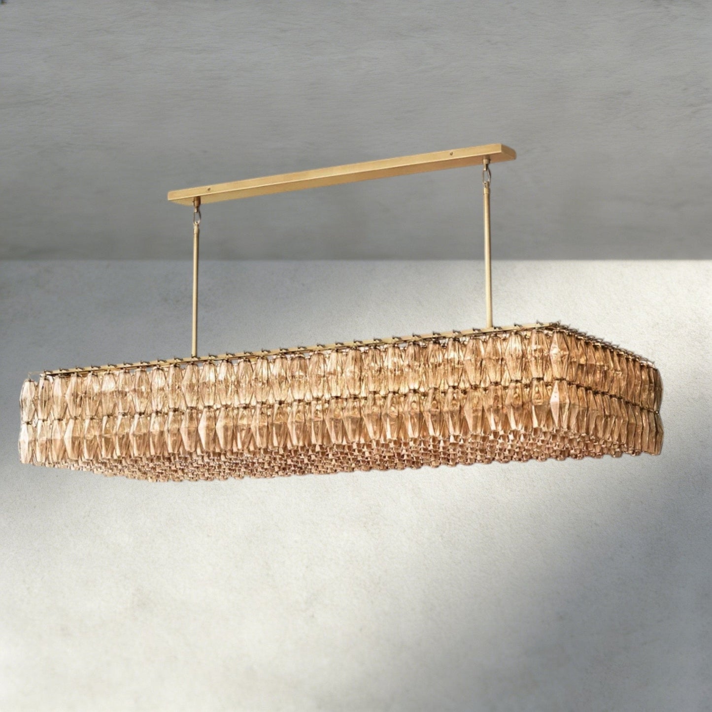 CIHELA CLEAR/ SMOKE GLASS RECTANGULAR CHANDELIER 54", 74" - GILDLAMPS