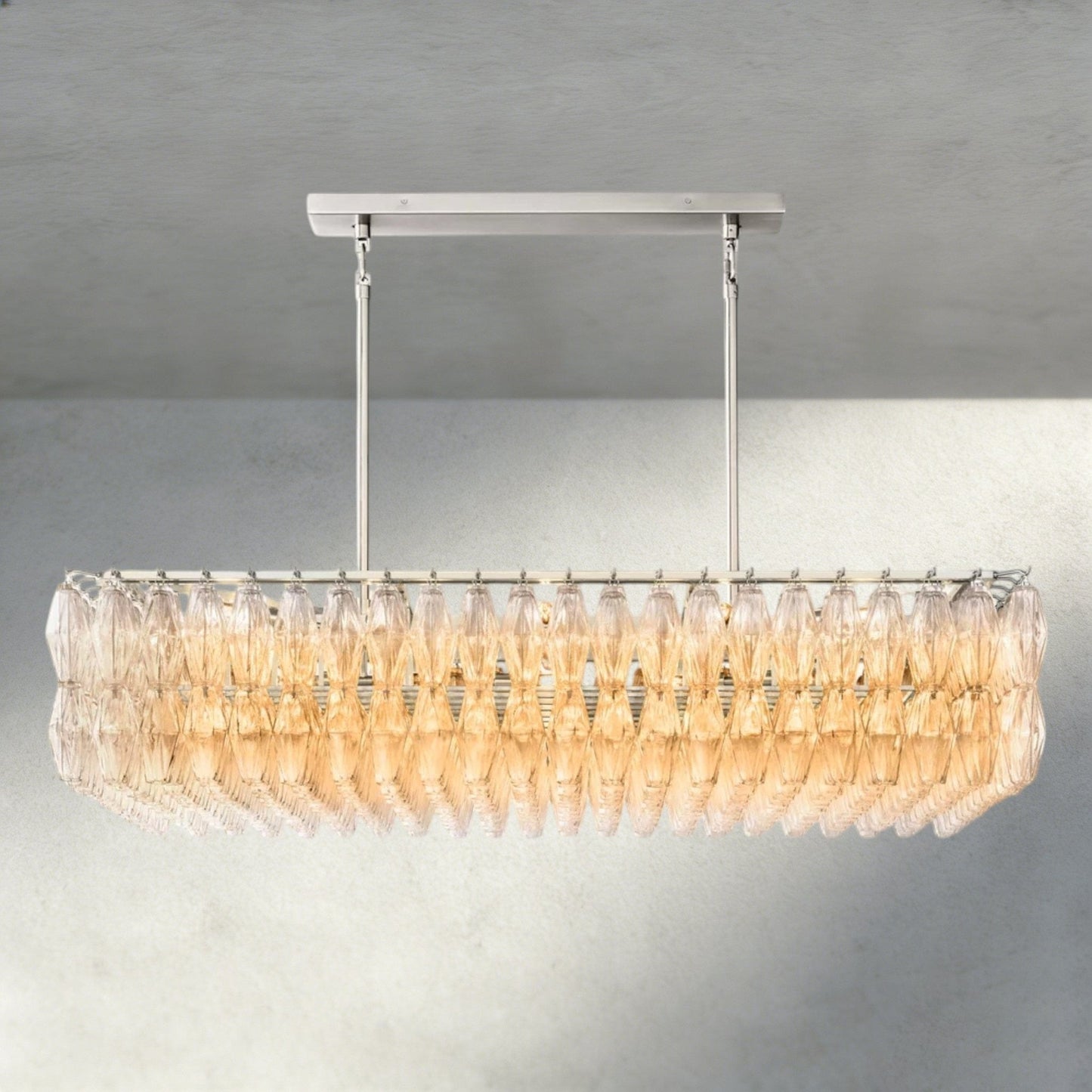 CIHELA CLEAR/ SMOKE GLASS RECTANGULAR CHANDELIER 54", 74" - GILDLAMPS