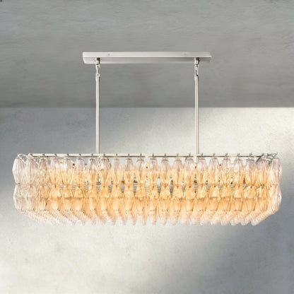 CIHELA CLEAR/ SMOKE GLASS RECTANGULAR CHANDELIER 54", 74" - GILDLAMPS