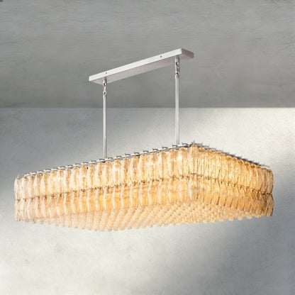 CIHELA CLEAR/ SMOKE GLASS RECTANGULAR CHANDELIER 54", 74" - GILDLAMPS
