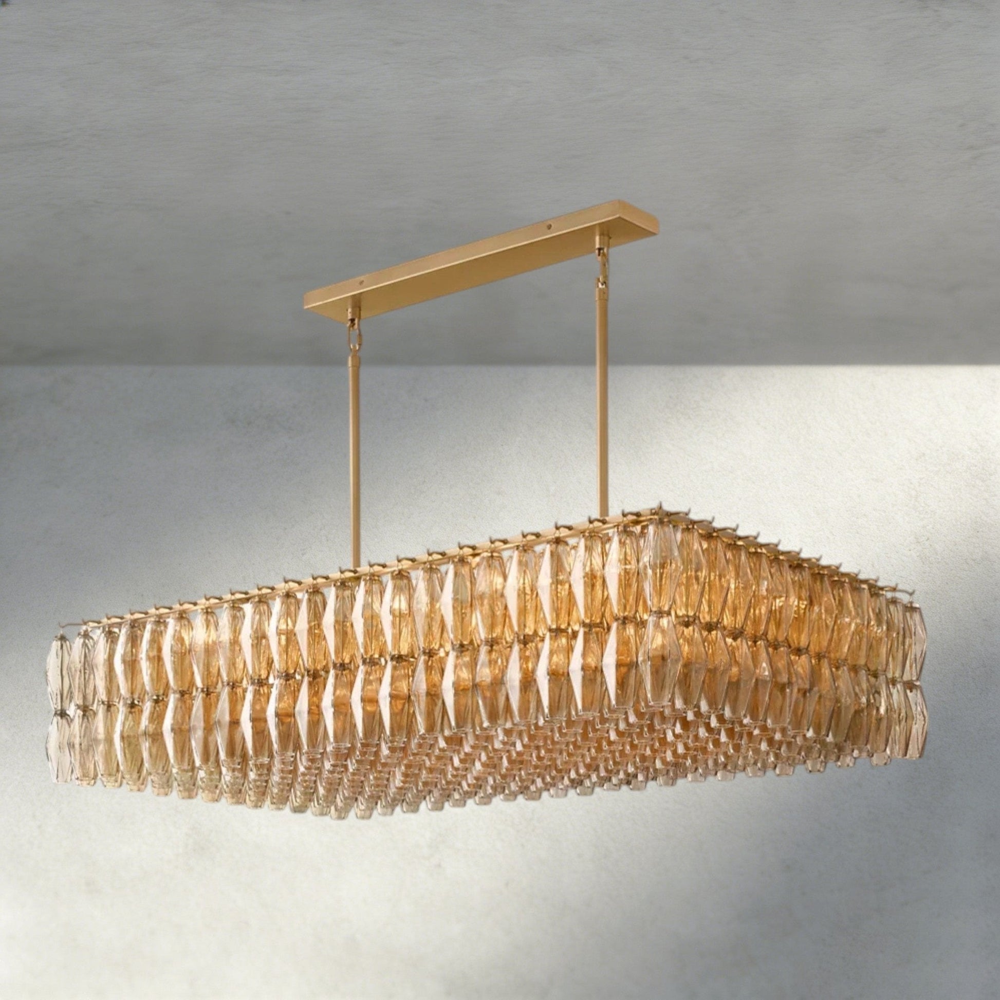 CIHELA CLEAR/ SMOKE GLASS RECTANGULAR CHANDELIER 54", 74" - GILDLAMPS