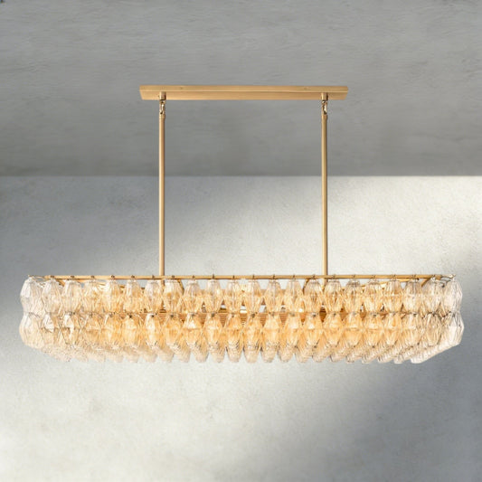 CIHELA CLEAR/ SMOKE GLASS RECTANGULAR CHANDELIER 54", 74" - GILDLAMPS