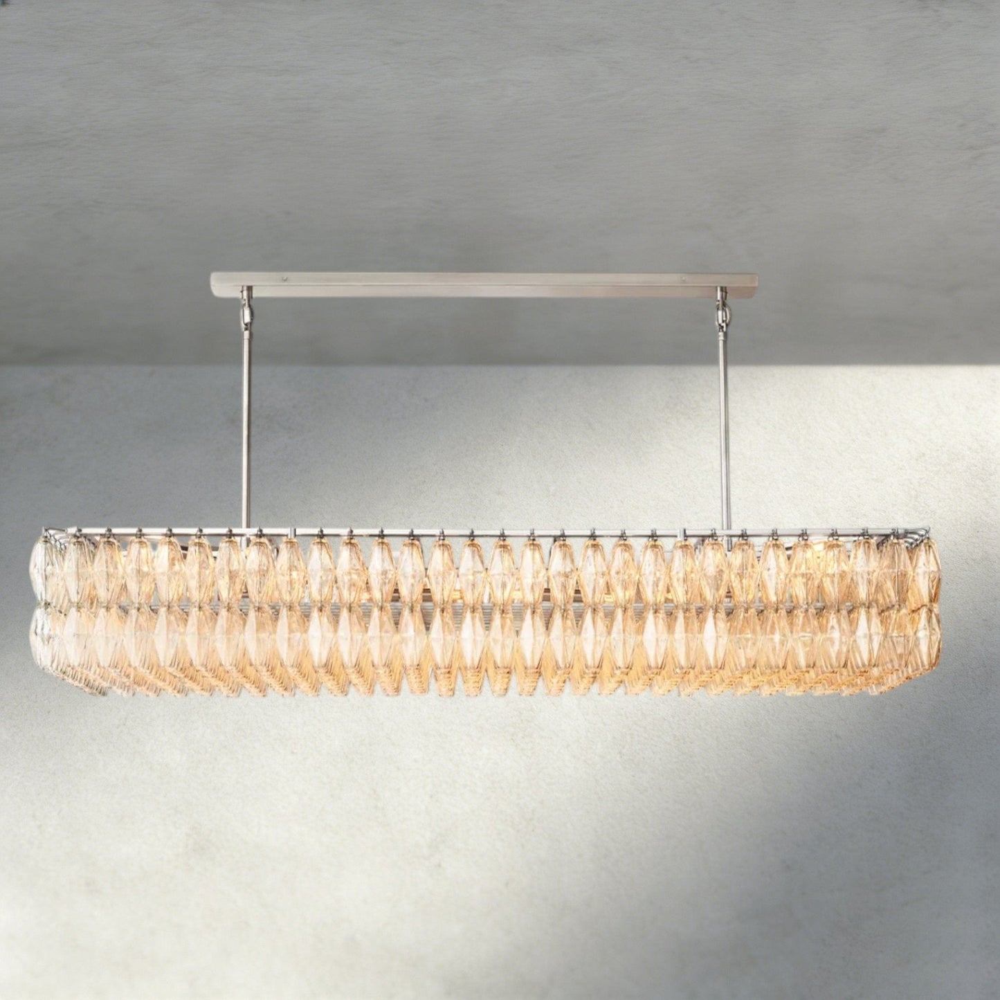 CIHELA CLEAR/ SMOKE GLASS RECTANGULAR CHANDELIER 54", 74" - GILDLAMPS