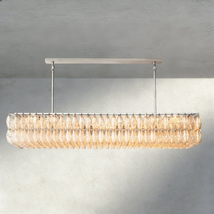 CIHELA CLEAR/ SMOKE GLASS RECTANGULAR CHANDELIER 54", 74" - GILDLAMPS
