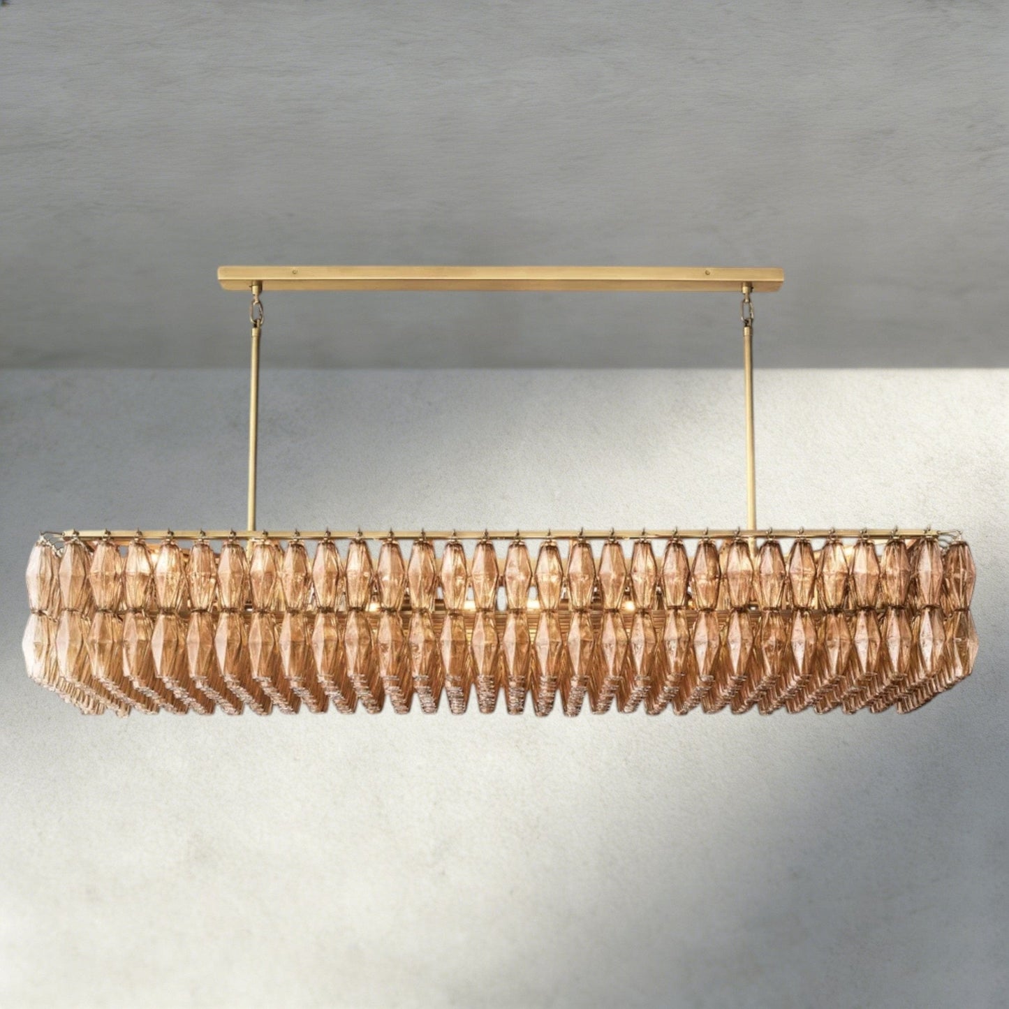 CIHELA CLEAR/ SMOKE GLASS RECTANGULAR CHANDELIER 54", 74" - GILDLAMPS