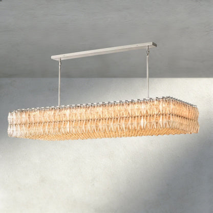 CIHELA CLEAR/ SMOKE GLASS RECTANGULAR CHANDELIER 54", 74" - GILDLAMPS