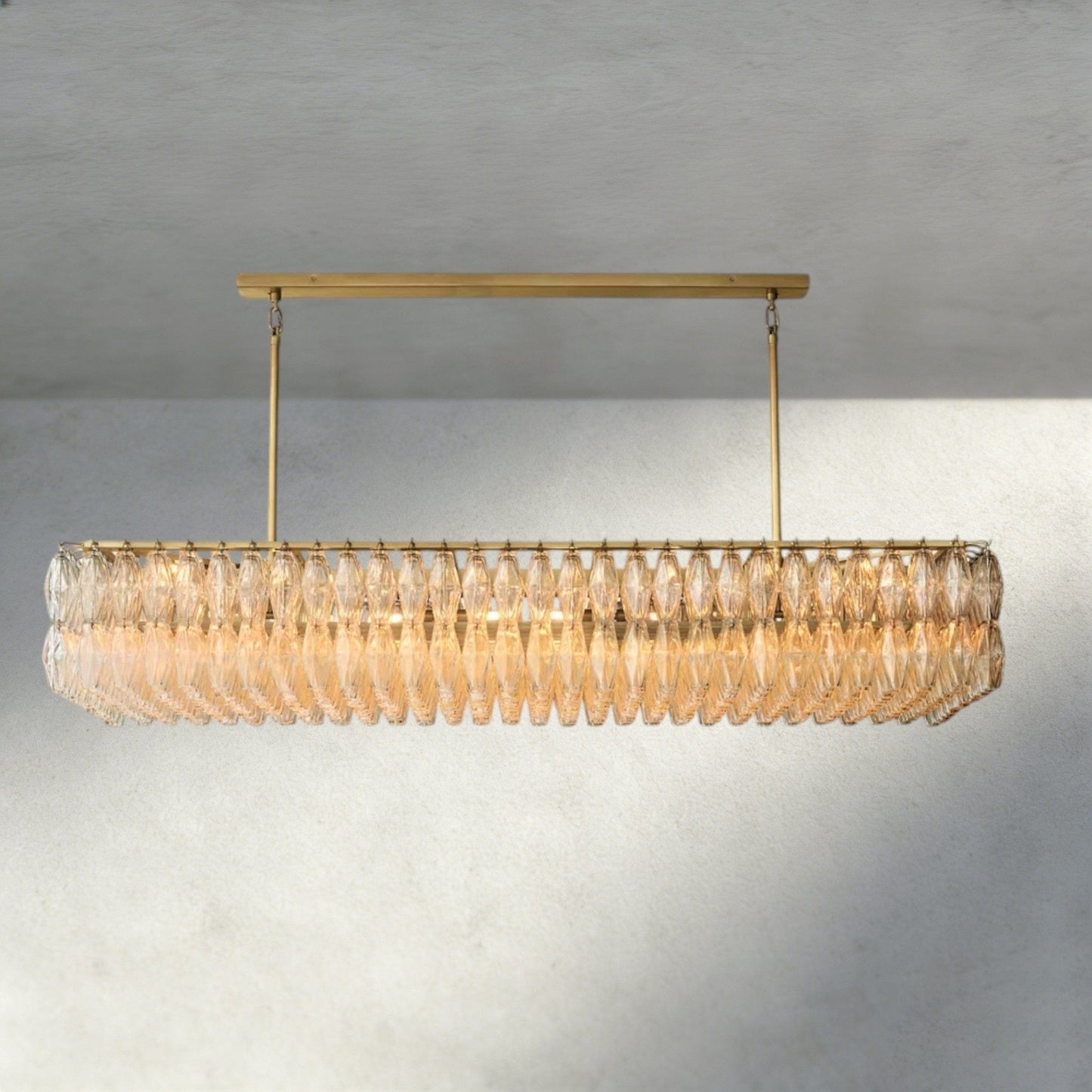 CIHELA CLEAR/ SMOKE GLASS RECTANGULAR CHANDELIER 54", 74" - GILDLAMPS