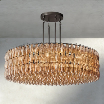 CIHELA CLEAR/ SMOKE GLASS ROUND CHANDELIER 37", 47", 62" - GILDLAMPS