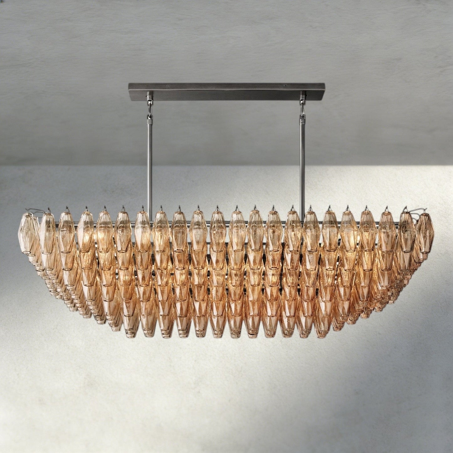 CIHELA CLEAR/ SMOKE GLASS TIERED RECTANGULAR CHANDELIER 54", 74" - GILDLAMPS