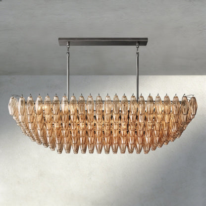 CIHELA CLEAR/ SMOKE GLASS TIERED RECTANGULAR CHANDELIER 54", 74" - GILDLAMPS