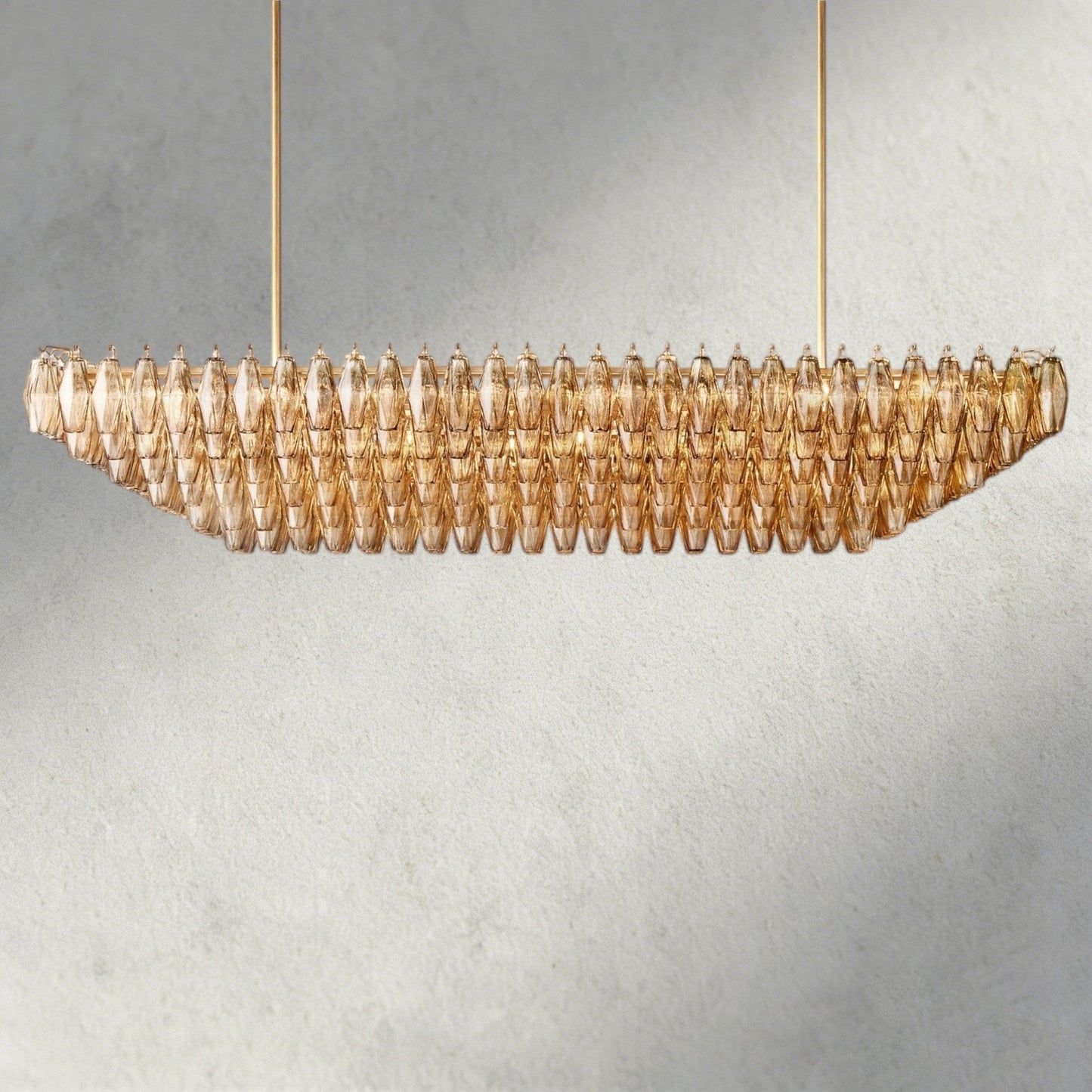 CIHELA CLEAR/ SMOKE GLASS TIERED RECTANGULAR CHANDELIER 54", 74" - GILDLAMPS
