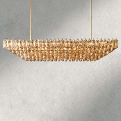 CIHELA CLEAR/ SMOKE GLASS TIERED RECTANGULAR CHANDELIER 54", 74" - GILDLAMPS