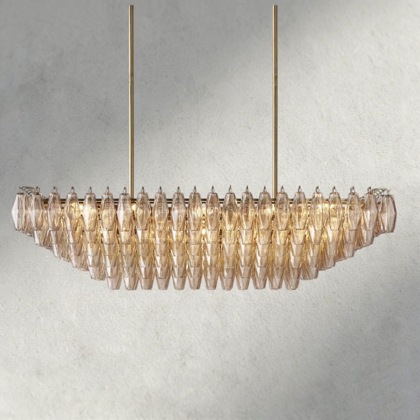 CIHELA CLEAR/ SMOKE GLASS TIERED RECTANGULAR CHANDELIER 54", 74" - GILDLAMPS