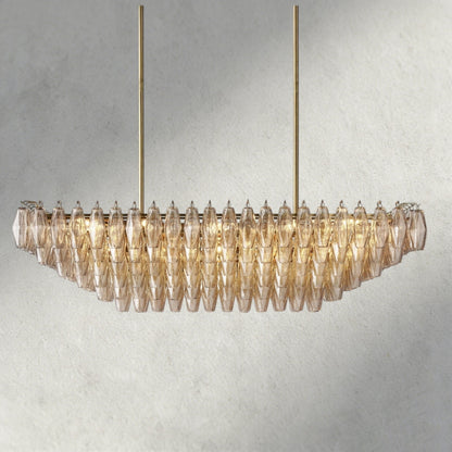 CIHELA CLEAR/ SMOKE GLASS TIERED RECTANGULAR CHANDELIER 54", 74" - GILDLAMPS