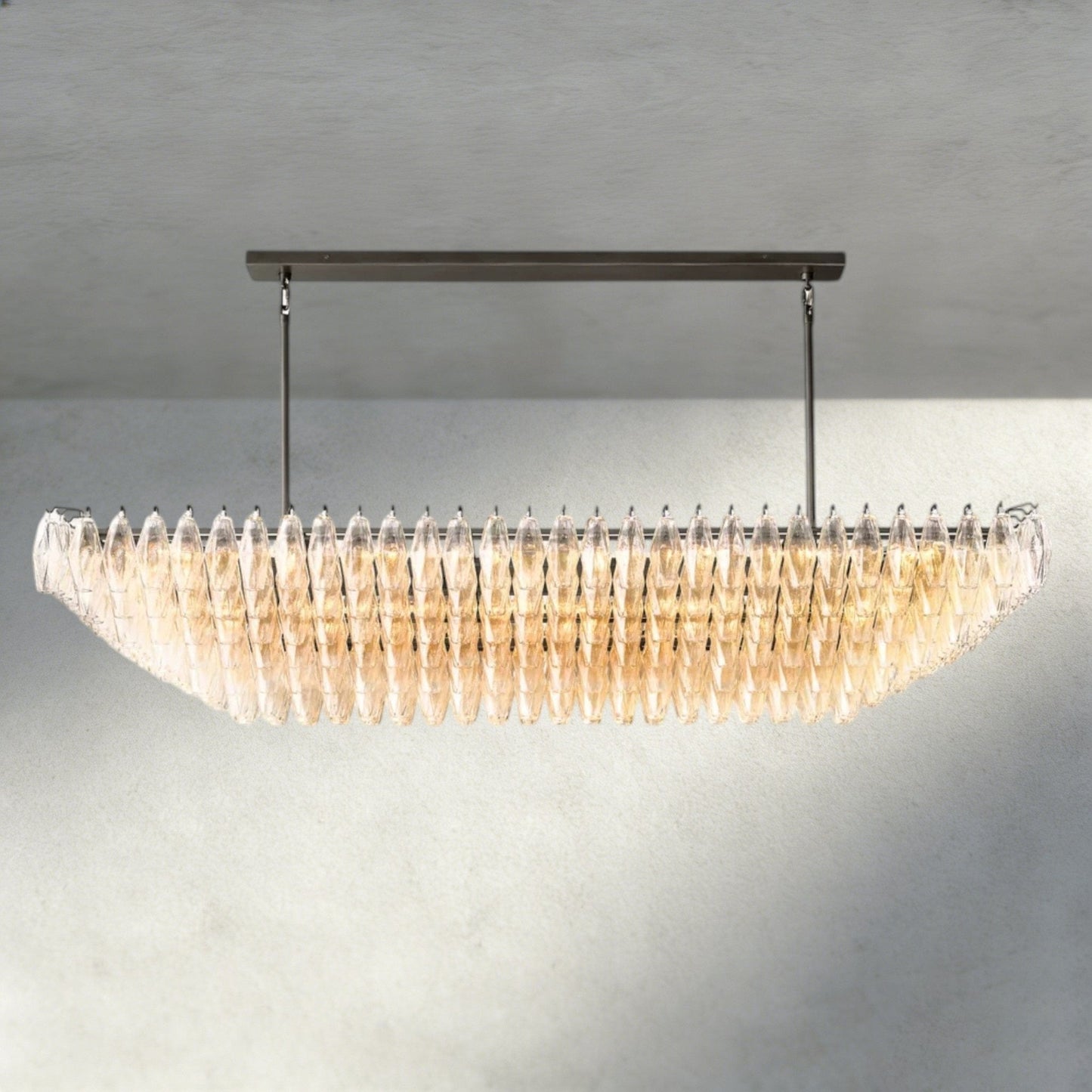 CIHELA CLEAR/ SMOKE GLASS TIERED RECTANGULAR CHANDELIER 54", 74" - GILDLAMPS