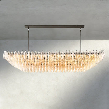 CIHELA CLEAR/ SMOKE GLASS TIERED RECTANGULAR CHANDELIER 54", 74" - GILDLAMPS
