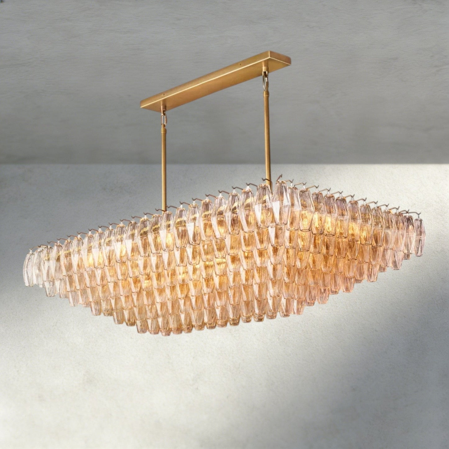 CIHELA CLEAR/ SMOKE GLASS TIERED RECTANGULAR CHANDELIER 54", 74" - GILDLAMPS