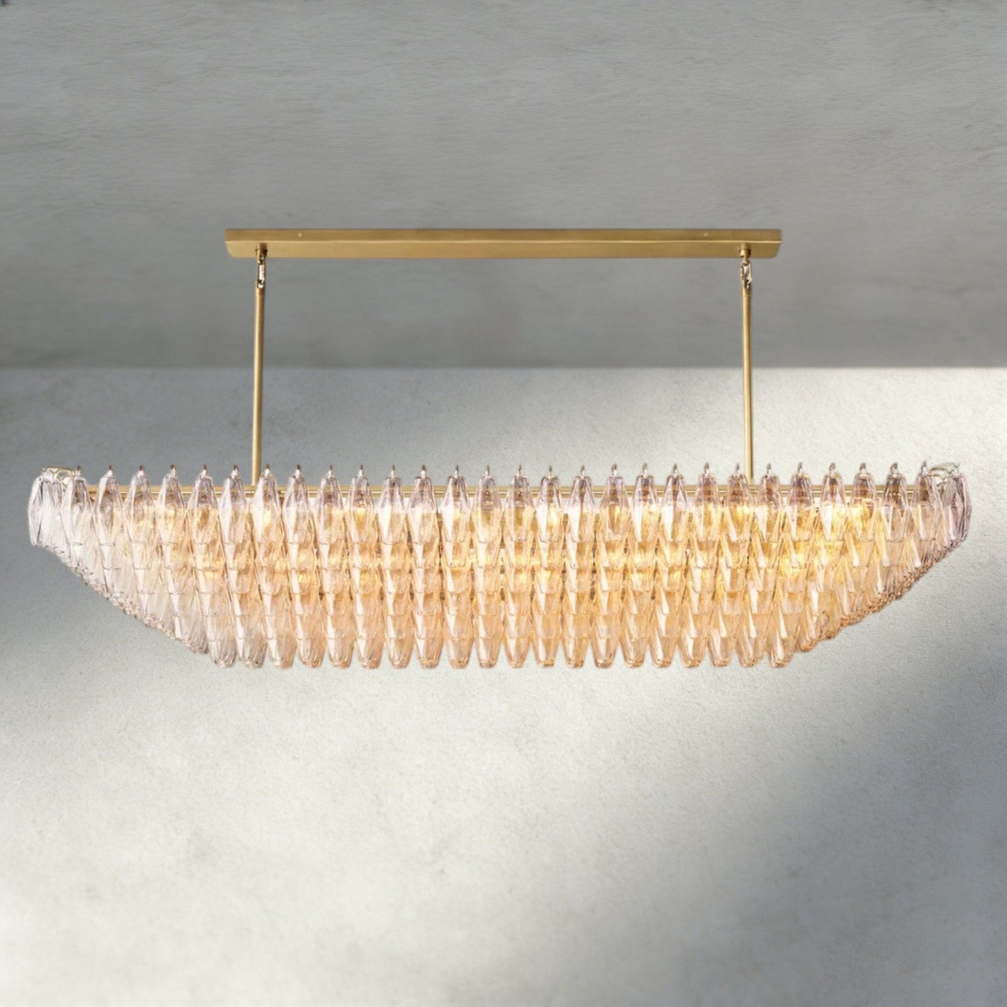 CIHELA CLEAR/ SMOKE GLASS TIERED RECTANGULAR CHANDELIER 54", 74" - GILDLAMPS