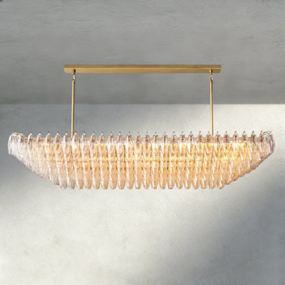 CIHELA CLEAR/ SMOKE GLASS TIERED RECTANGULAR CHANDELIER 54", 74" - GILDLAMPS