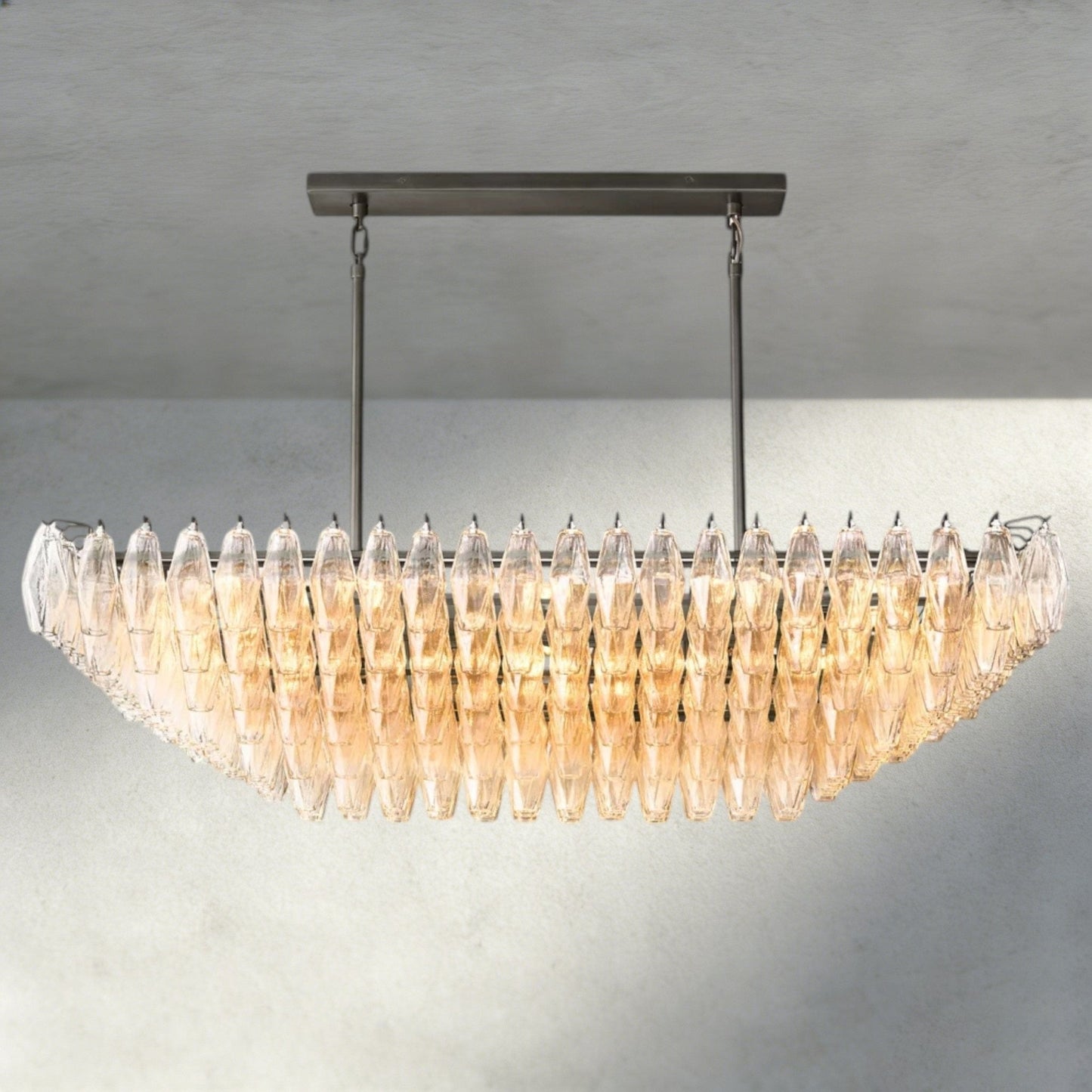 CIHELA CLEAR/ SMOKE GLASS TIERED RECTANGULAR CHANDELIER 54", 74" - GILDLAMPS