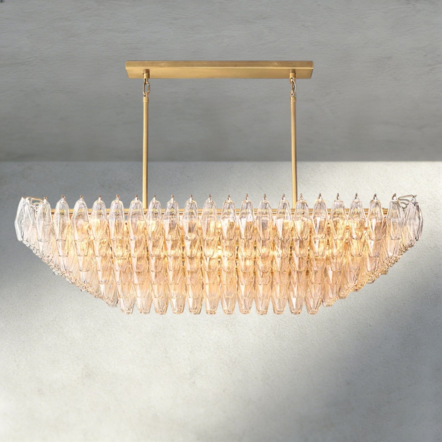 CIHELA CLEAR/ SMOKE GLASS TIERED RECTANGULAR CHANDELIER 54", 74" - GILDLAMPS