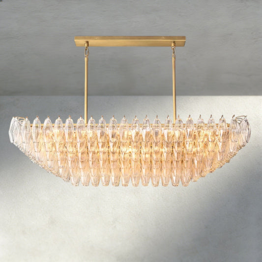 CIHELA CLEAR/ SMOKE GLASS TIERED RECTANGULAR CHANDELIER 54", 74" - GILDLAMPS