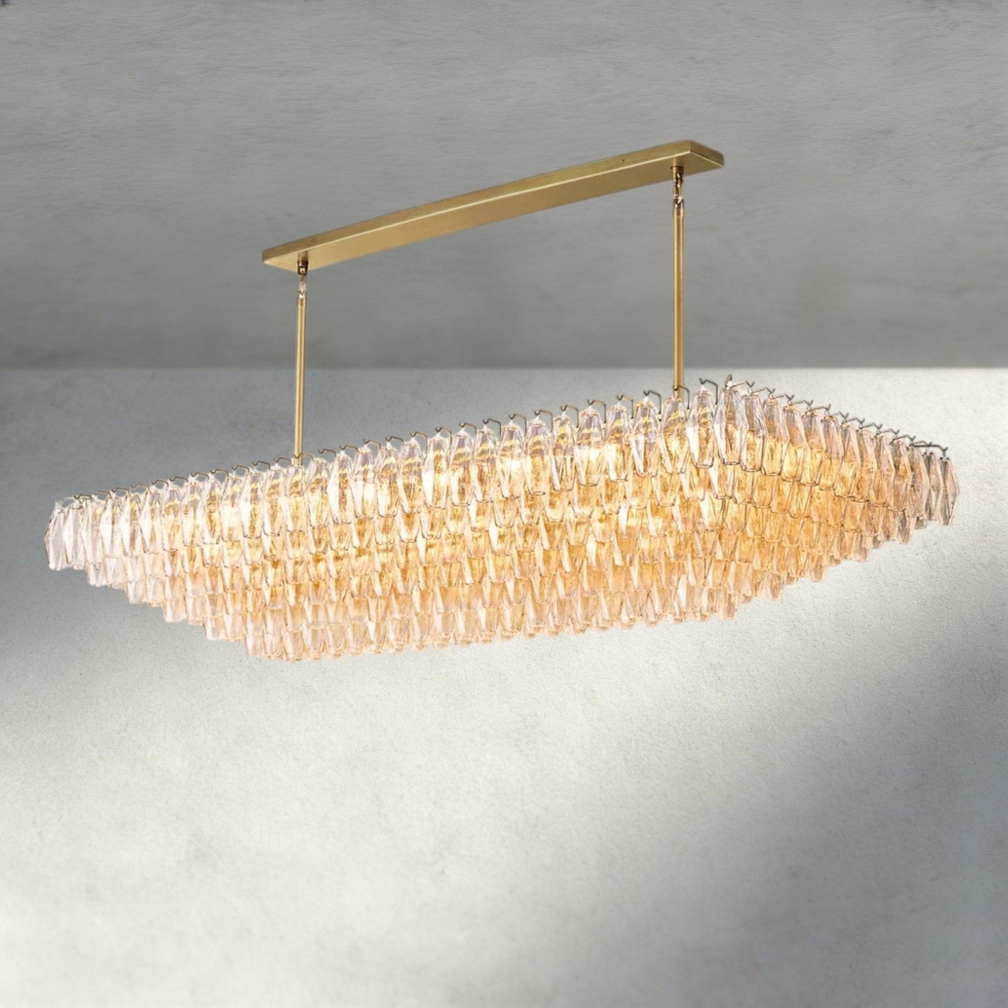 CIHELA CLEAR/ SMOKE GLASS TIERED RECTANGULAR CHANDELIER 54", 74" - GILDLAMPS