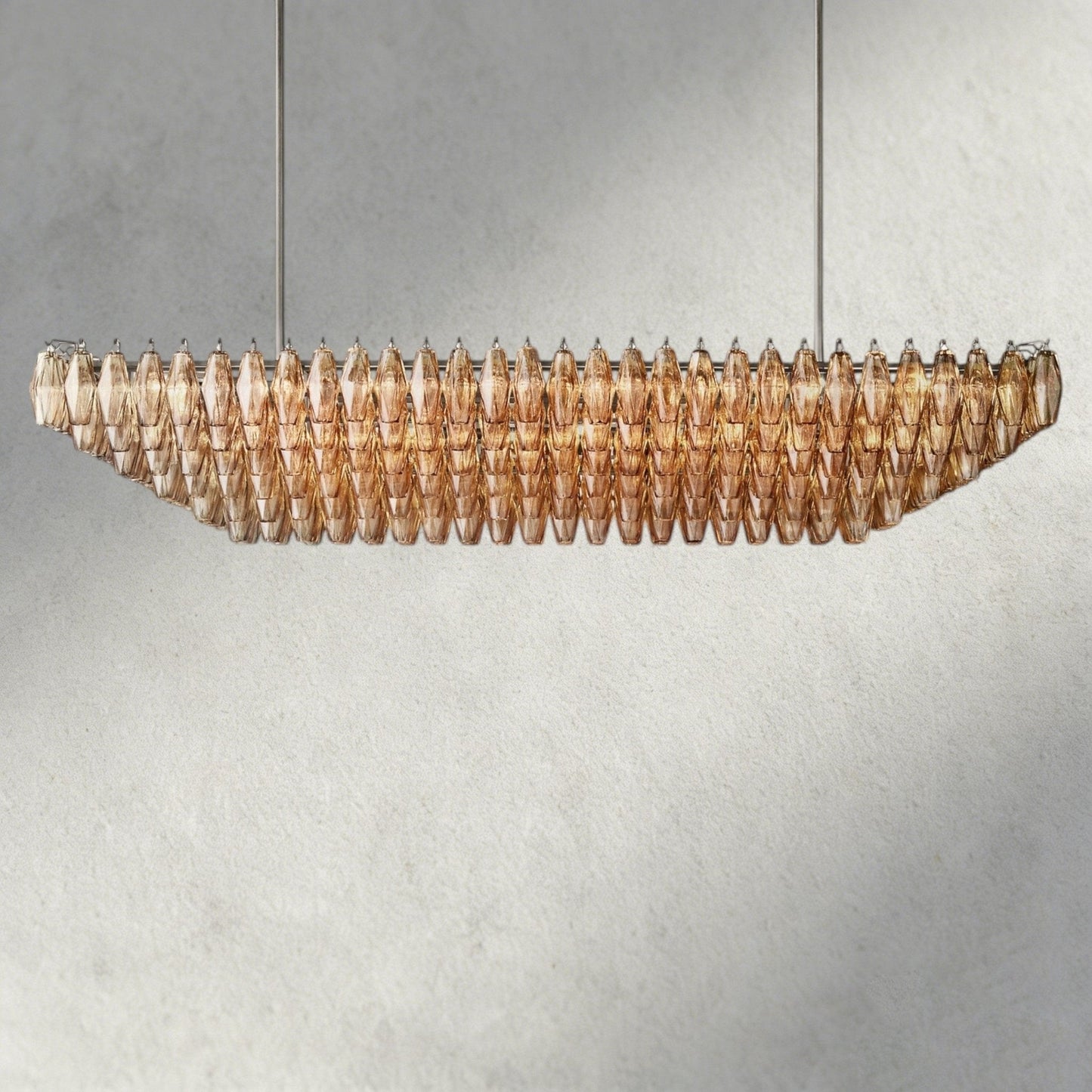 CIHELA CLEAR/ SMOKE GLASS TIERED RECTANGULAR CHANDELIER 54", 74" - GILDLAMPS