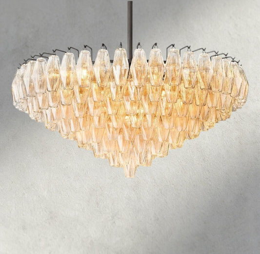 CIHELA CLEAR/ SMOKE GLASS TIERED ROUND CHANDELIER 37", 47", 62" - GILDLAMPS