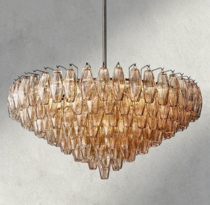 CIHELA CLEAR/ SMOKE GLASS TIERED ROUND CHANDELIER 37", 47", 62" - GILDLAMPS