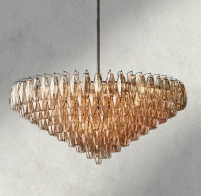 CIHELA CLEAR/ SMOKE GLASS TIERED ROUND CHANDELIER 37", 47", 62" - GILDLAMPS