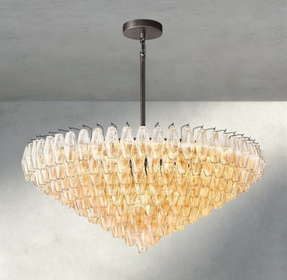 CIHELA CLEAR/ SMOKE GLASS TIERED ROUND CHANDELIER 37", 47", 62" - GILDLAMPS