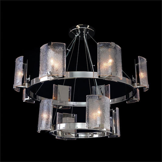 Claritas Twelve - Light Two - Tier Chandelier, Nickel - GILDLAMPS