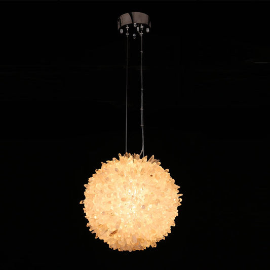 Clear Geode Quartz Crystal Ball Modern Pendant Light - GILDLAMPS