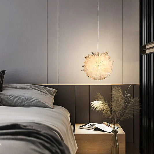 Clear Geode Quartz Crystal Ball Modern Pendant Light - GILDLAMPS