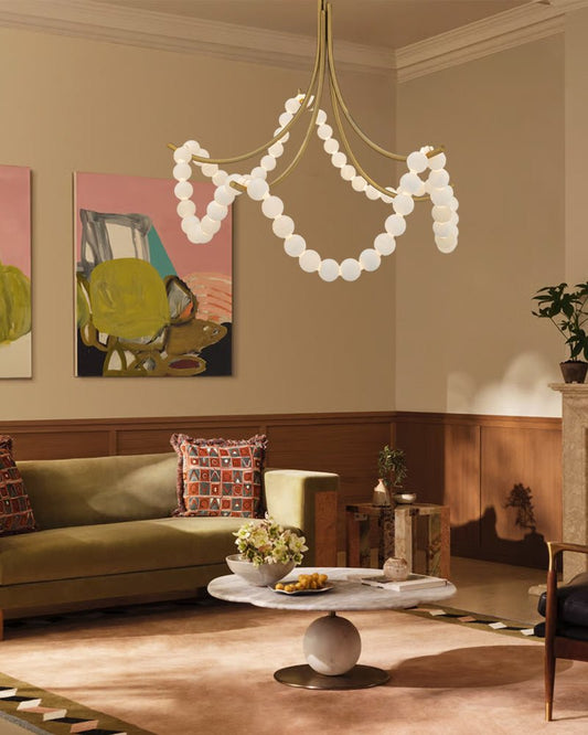 Cluster String Alabaster Beads Semi Flush Chandelier - GILDLAMPS