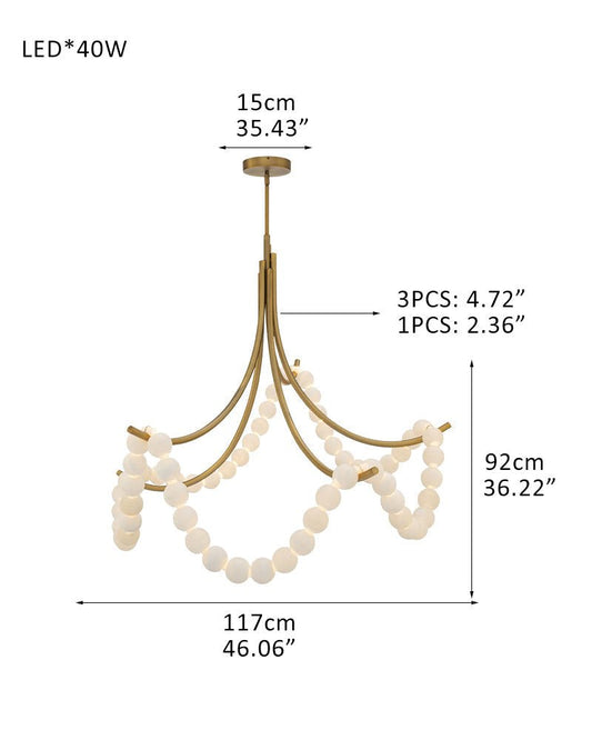 Cluster String Alabaster Beads Semi Flush Chandelier - GILDLAMPS