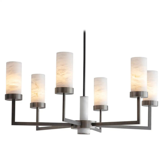 Contemporary Alabaster 6 - arm Compass Chandelier - GILDLAMPS