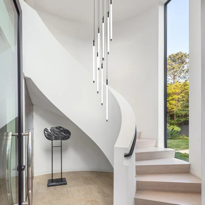 Contemporary Staircase Chandelier Spiral Tube Ceiling Light - GILDLAMPS